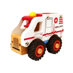 Ambulanse med gummihjul - H: 9,5 cm