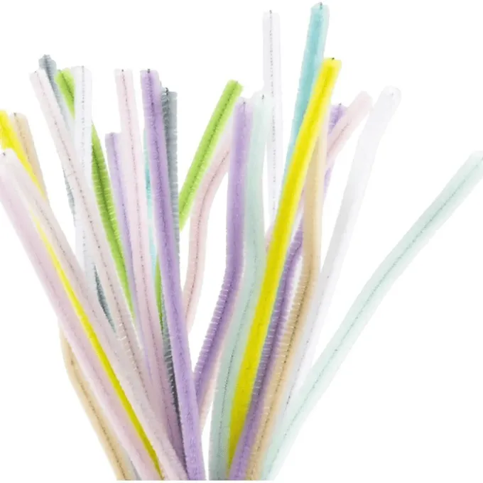 Chenille Ø6 mm. - Pastell, 25 stk