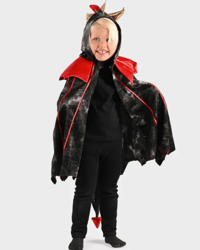 Dragekappe - Svart/Rød, str. 3-8 år