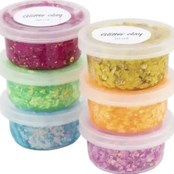 Glitter Clay 6 x 20 ml - Basisfarger