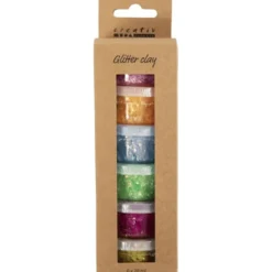 Glitter Clay 6 x 20 ml - Basisfarger