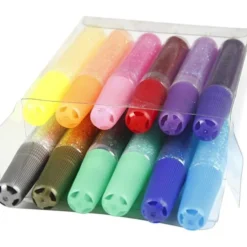 Glitterlim 10 ml. - Basisfarger, 12 stk