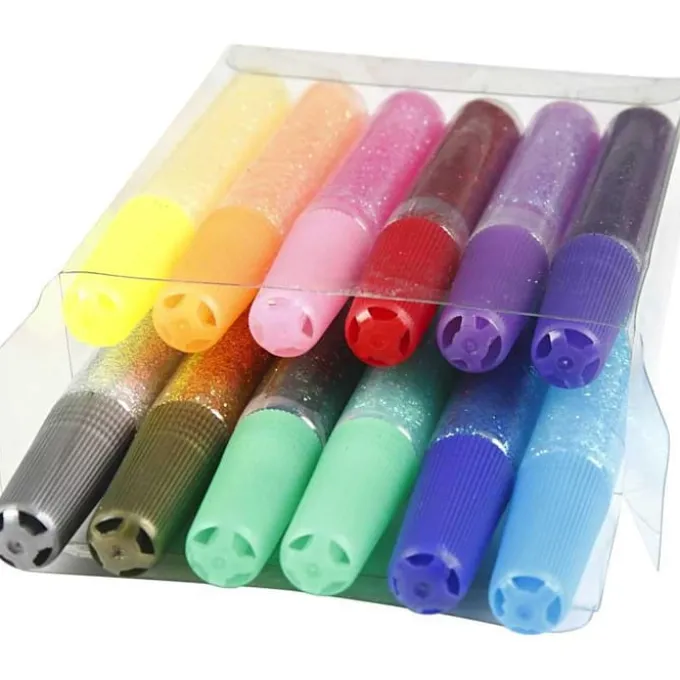 Glitterlim 10 ml. - Basisfarger, 12 stk