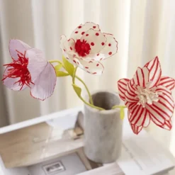 Kreppapir mini - Blomster med fargemagi, 3 stk.