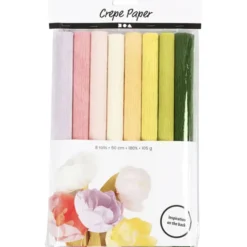 Krepp-papir m. strek - Pastell, 8 ark