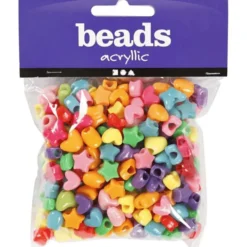 Plastperler - Figurmiks hjerter/stjerner, 65 gr.