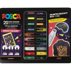 Posca-tusjer i etui – Groovy colours, 20 stk.