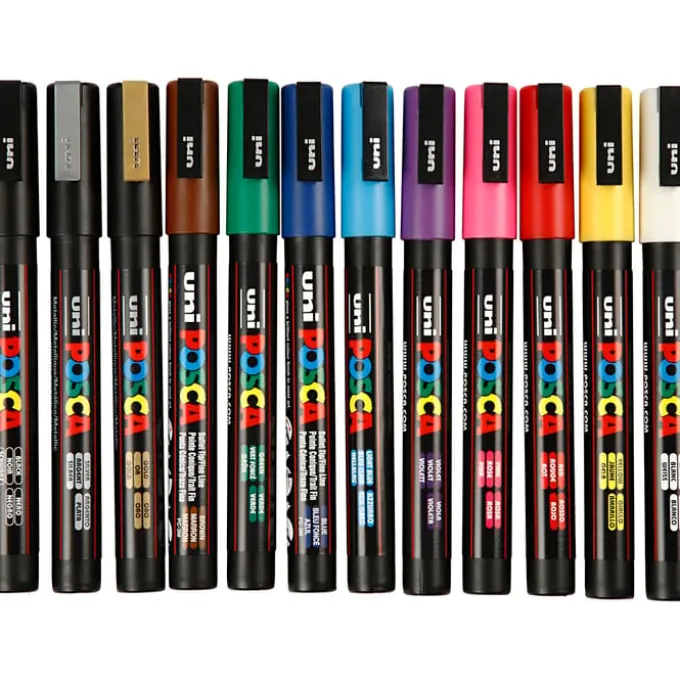 Posca tusjer PC-3M - Basisfarger, 12 stk.