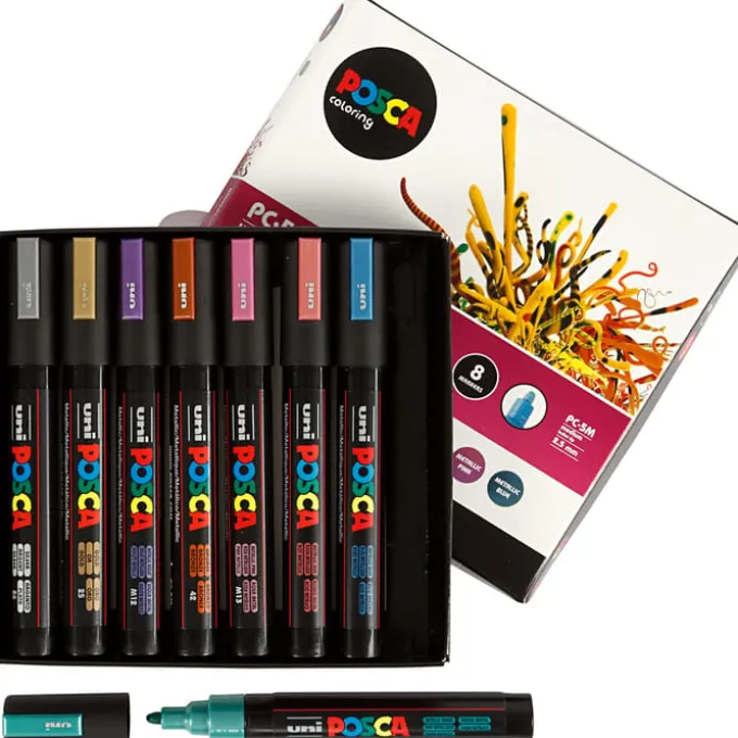 Posca tusjer PC-5M - Metallic, 8 stk.