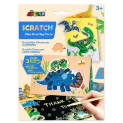 Scratch gratulasjonskort - Dinosaurer, 3 stk.