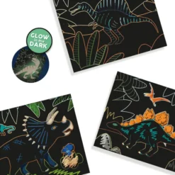 Scratch kort - Glow in the dark dinosaurer