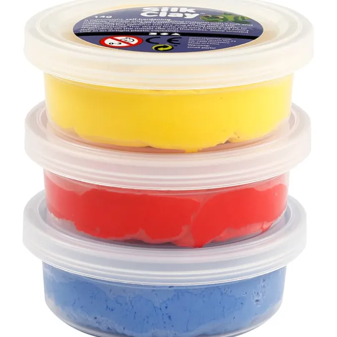 Silk Clay 3 x 14 gr. - Blå, rød & gul