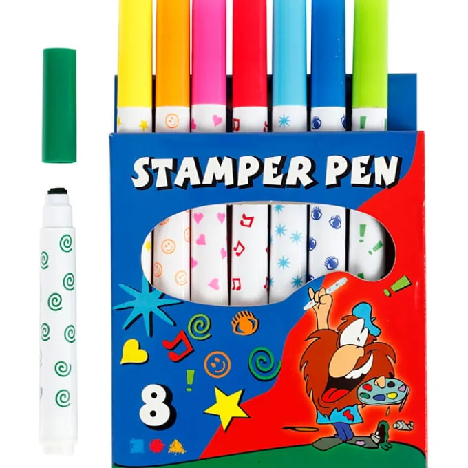 Stempeltusjer - Ass. farger, 8 stk