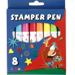 Stempeltusjer - Ass. farger, 8 stk