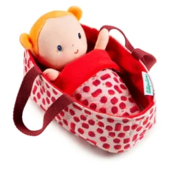 Stoffdukke med bag, 22 cm. - Agathe