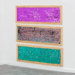 Veggpanel m. pailletter - Aqua/Pink, 1 stk